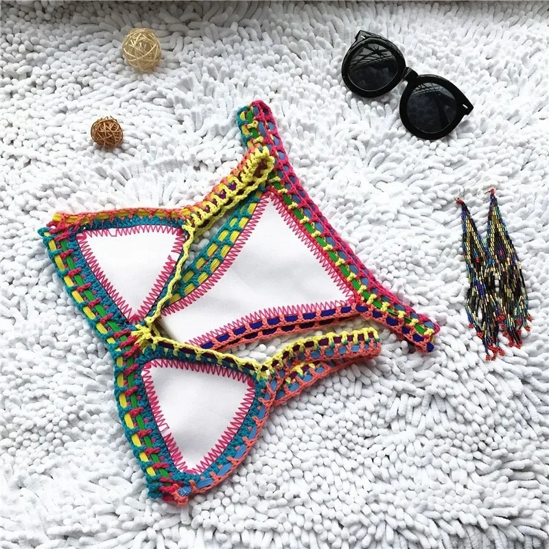 Women Black Velvet Crochet Bikini Set Sexy Triangle Swimwear Unique Bathing Suit Cute Swimsuit Fashion Beachwear Swimsuit 250310