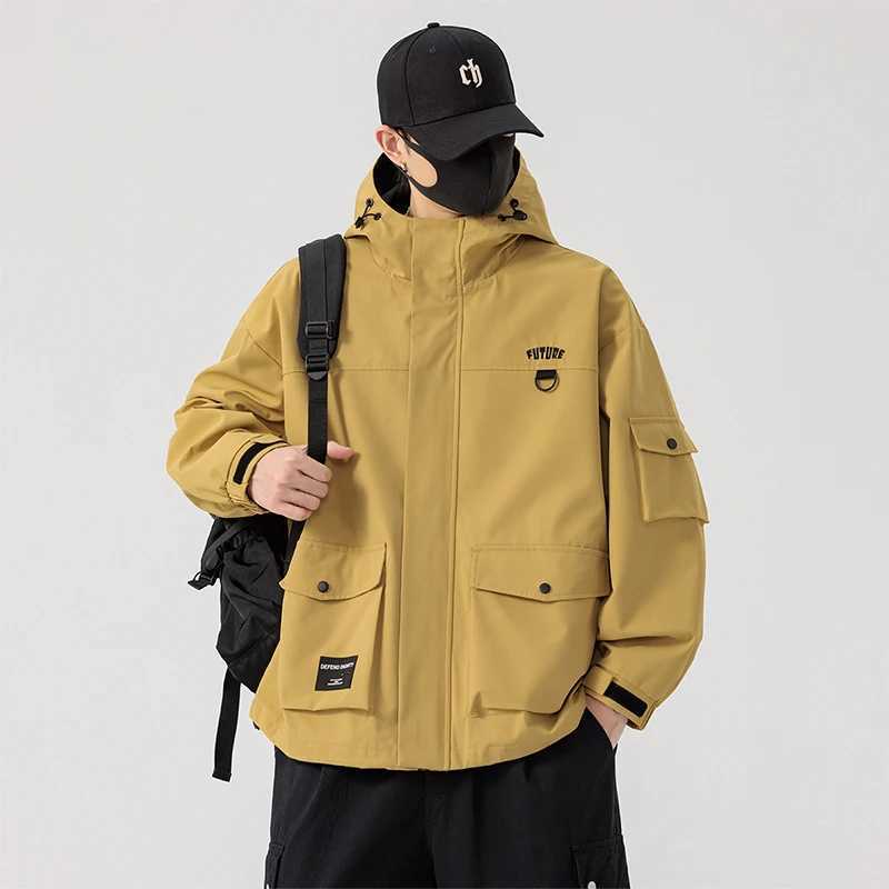 Spring Mens Jacket Hooded Korean Multi-Pockets Windbreaker Windproof Fashion Coat Outdoors Casual Jackets for Men Plus Size 8xlT250311