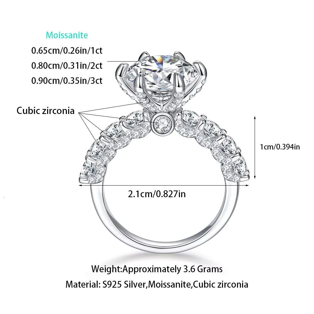 Wholesale Factory Price Moissanite Jewelry 925 Silver Iced Out Diamond Rings Moissanite Ring