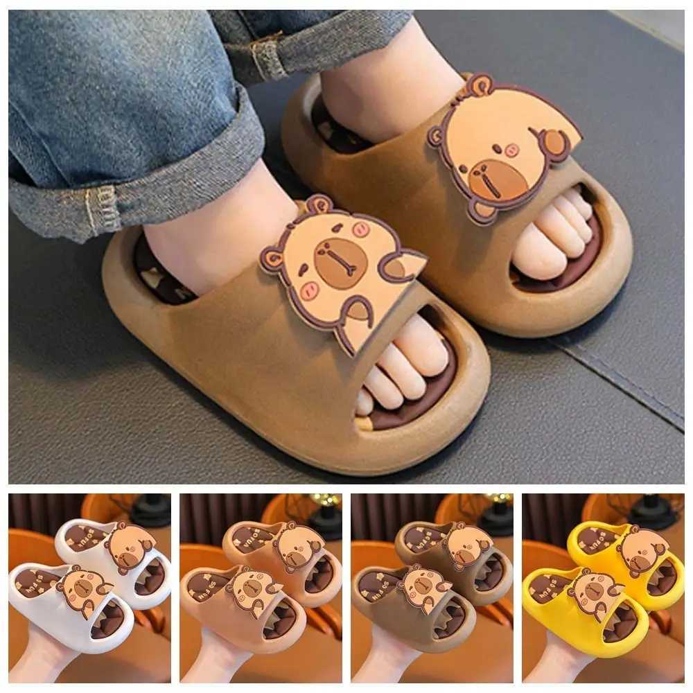 Pool PVC Cute Capybara Slippers Anti-slip Soft Cartoon Animal Slippers Thickened Rotatable Childrens Bathroom Sandals SummerT250311