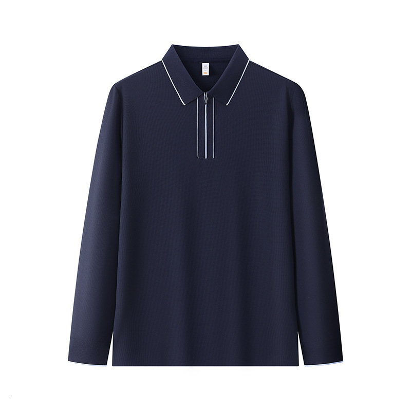 2025 long sleeved polo business casual solid color base shirt autumn and winter T-shirt light luxury men's clothing tracksuit
