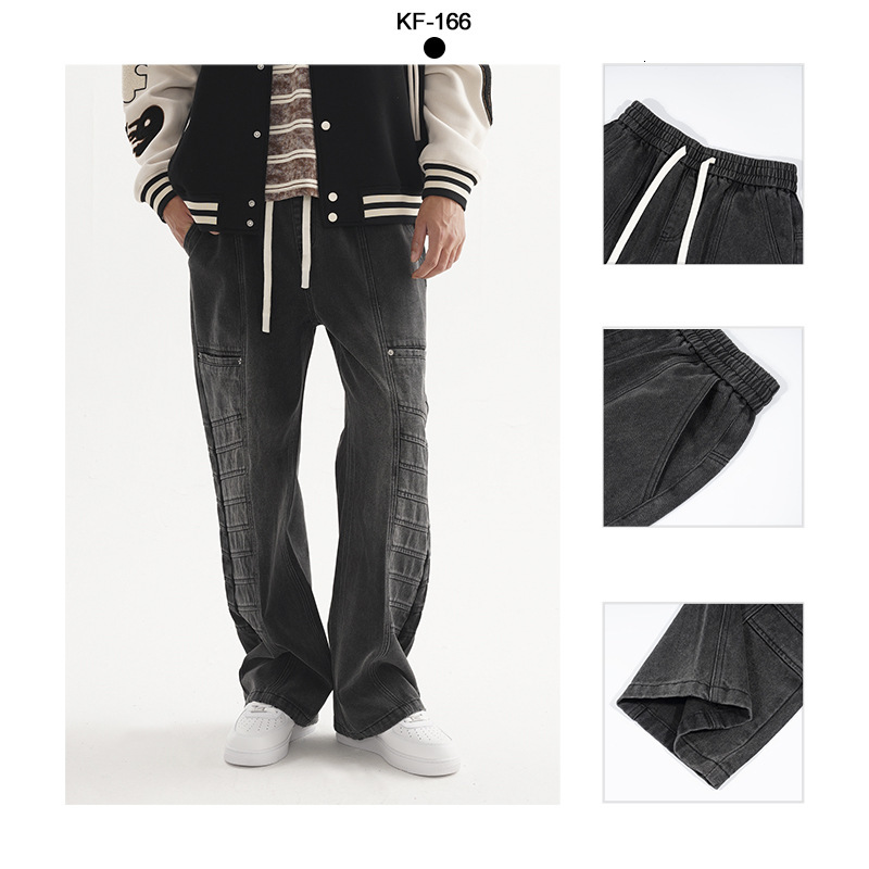 2025 Summer New Men s Pants Spray Ma Liu Retro Fashion Designer Original Brand Multi Pocket Splicing Casual Jeans Outdoor Hip Hop Skateboarding Pants