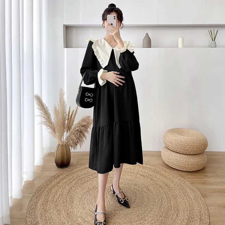Ruffle Fashion Maternity Dress A Line Loose Clothes For Pregnant Women Pregnancy Photoshoot Dress Elegant Vestidos De FotografaT250311