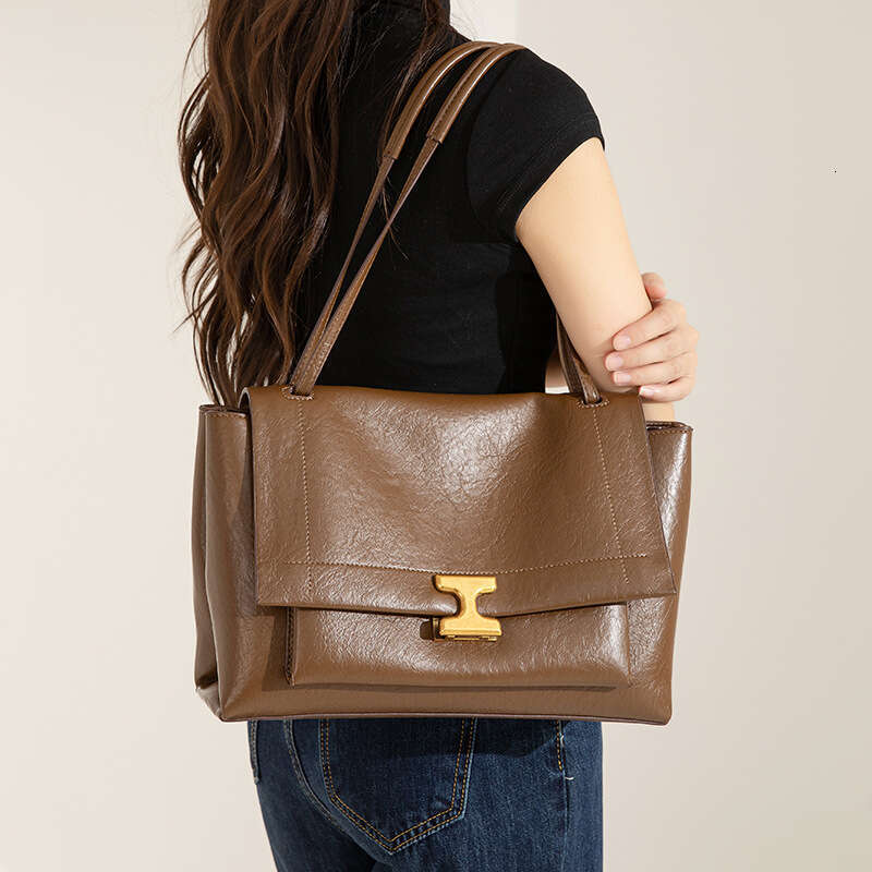 Women's Bags handbag Shoulder new oil women's fashionable and simple casual armpit commuting soft leather tote bag