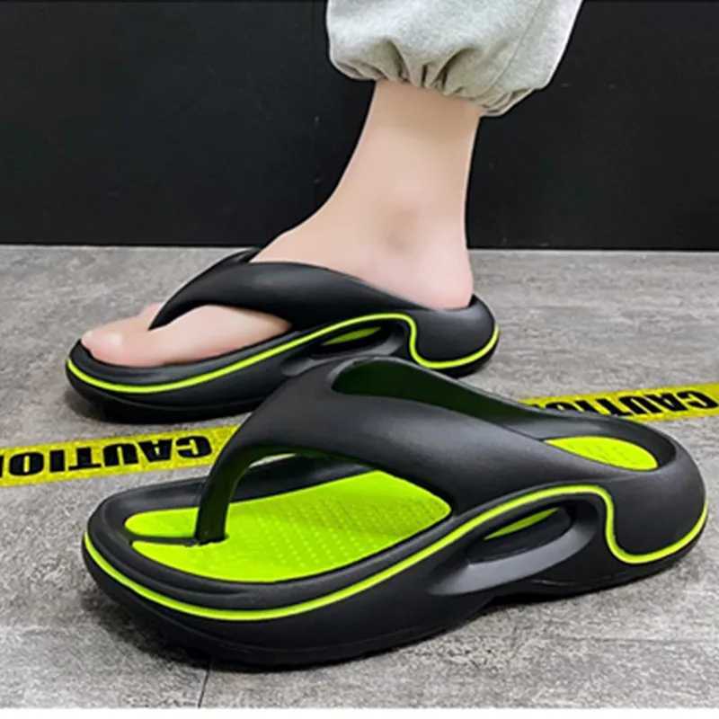 2024 Summer Slippers Men Flip Flops Thick Soled EVA Soft Slides For Men N-Slip Fi Sandals Outdoor Beach Summer ShoesXJ250311