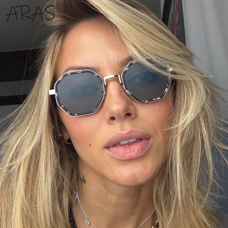 Small frame octagonal square punk sunglasses for women retro metal polygonal sunglasses irregular glasses UV400 250311