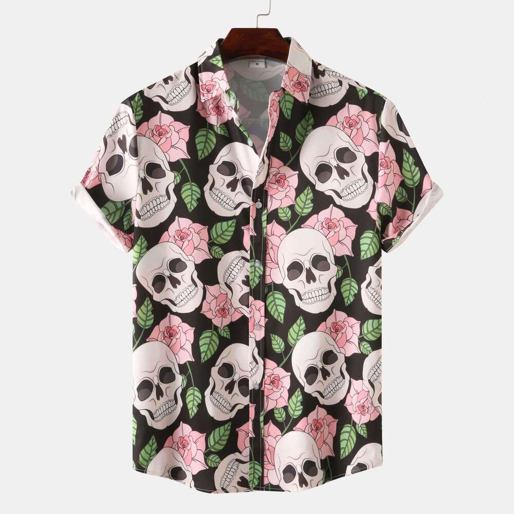 summer Hawaiian style beach ral men's short sleeved shirt 2025 new casual fashion trend clothing