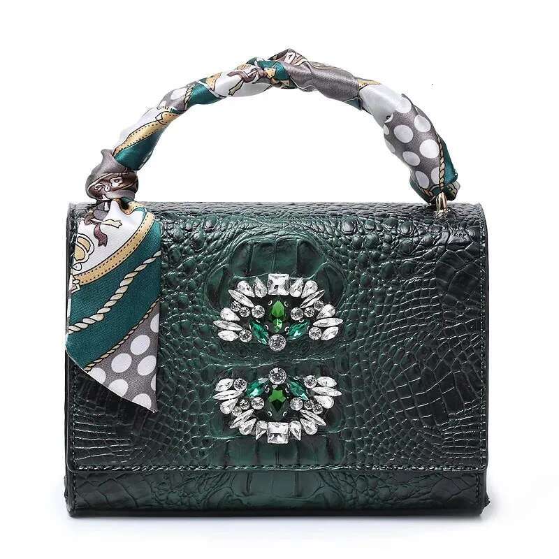 Elegant Women Crystal Tote Shoulder Handbag Hot Ins Clutch Purse Crocodile Bag