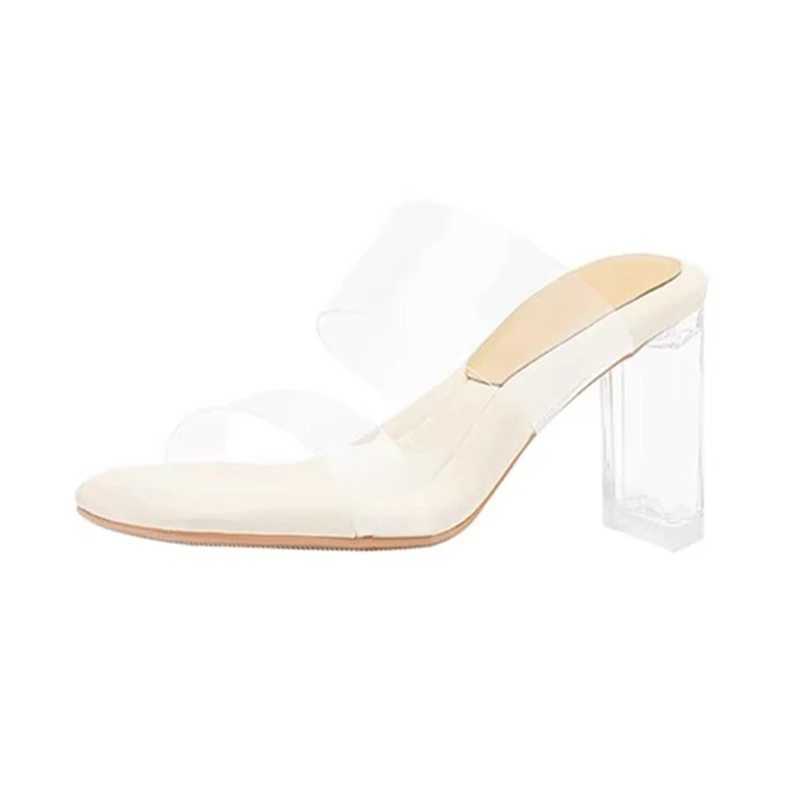 Summer womens pumps sandals PVC jelly slippers open heels high heels transparent Perspex slippers heels transparent sandalsXJ250311