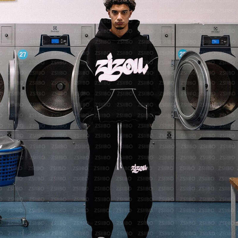 Autumn Fashion Brand Letter Print Reverse Line Sweater Y2K Hip Hop Street Wear Men's and Women's Pullover Top