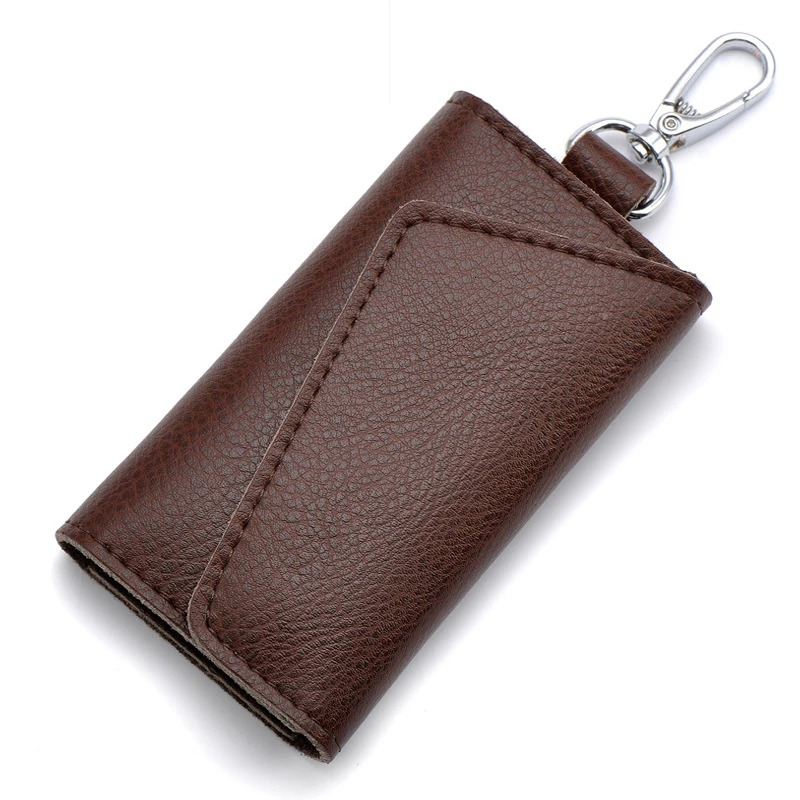 Genuine Leather Keychain Men Women Key Holder Organizer Pouch Cow Split Car Wallet Housekeeper Case Mini Card Bag 250311
