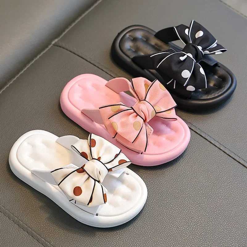 Summer Childrens Slippers Girls Princess Bow Non-slip Soft Sole SlippersT250312