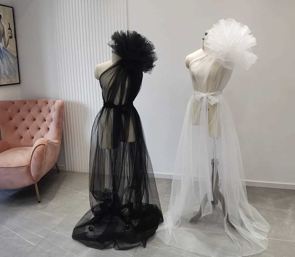 Elegant Soft Tulle Maternity Dresses Photoshoot Sleeveless Puffy Long Sexy See Through Tulle Maternity Robes For Photography X2502241