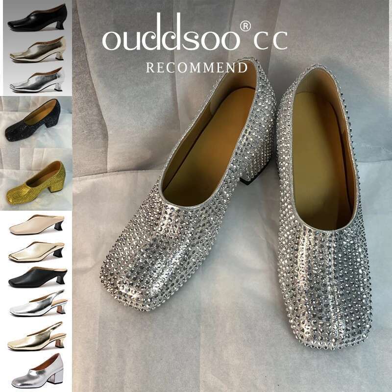 High Heel Ods Women S Loafers Genuine Leather Sss Grade Sier Heels Gold Pumps Square Toe Elegant Mary Janes Shoes For Women