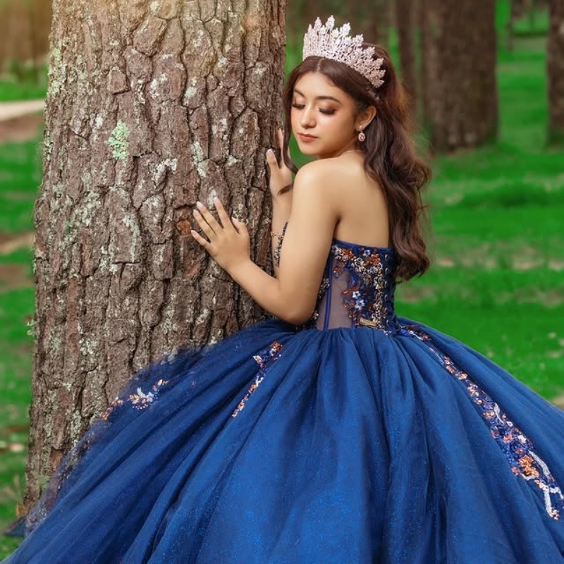 Navy Blue Shiny Quinceanera Dresses Ball Gown Off The Shoulder Sequin Applique Lace Beads Tull With Cape Party Birthday Sweet 16 Dress Vestidos 15 De 