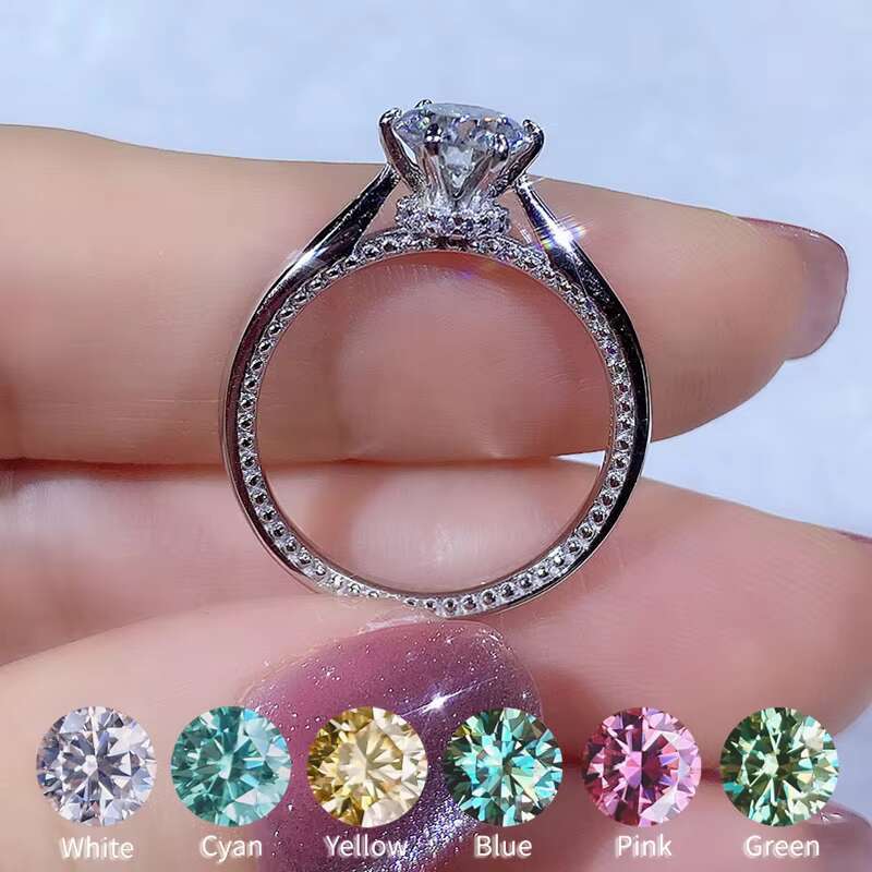 Wholesale Custom Jewelry Sterg Sier Wedding Engagement Moissanite Dia Rings for Women