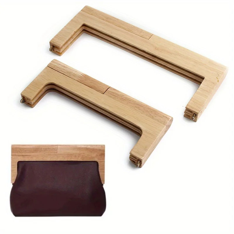 1PC 217cm275cm Fashion Simple Solid Wood Wallet Frame Retro Bag Knitted Wooden DIY Handle Accessories 250311