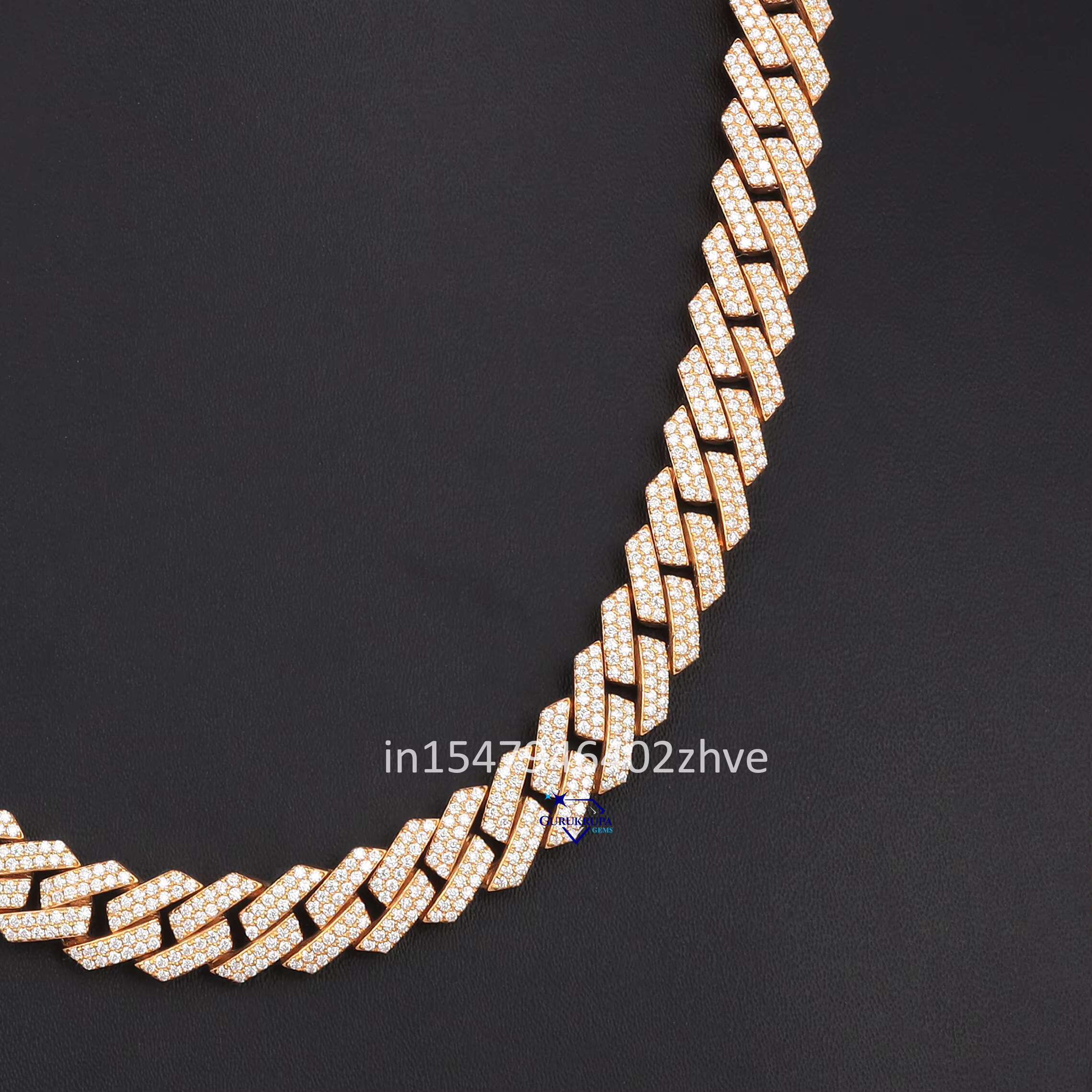 Customized 20mm Cuban Chain Necklace with 14kt Yellow Gold Round Cut Moissanite Dia Fashionable Weddings for Women Men Gift