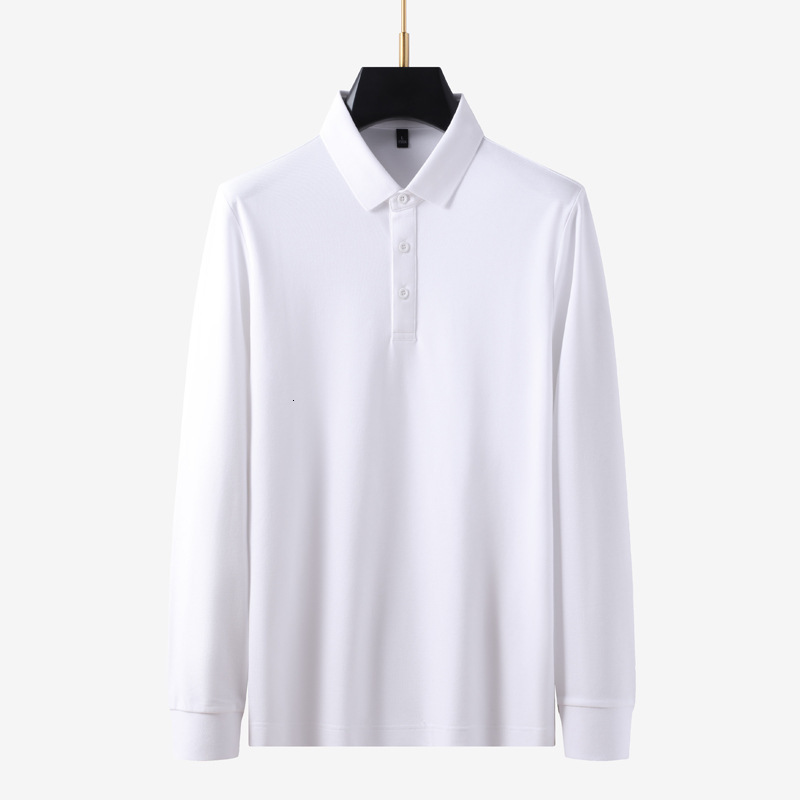 Long sleeved polo shirt for men, business and casual, solid color autumn base shirt, T-shirt, high-end feeling, lapel T-shirt tracksuit
