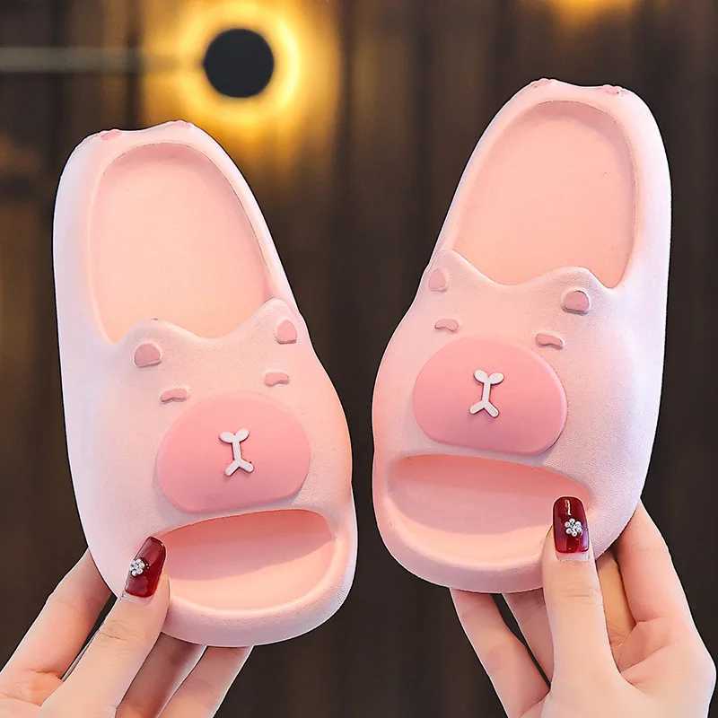 New Capybara Boys Girls Slippers Cute Cartoon EVA Beach Shoes For Kids Summer Waterproof Soft Sole Non Slip Children SlippersT250311