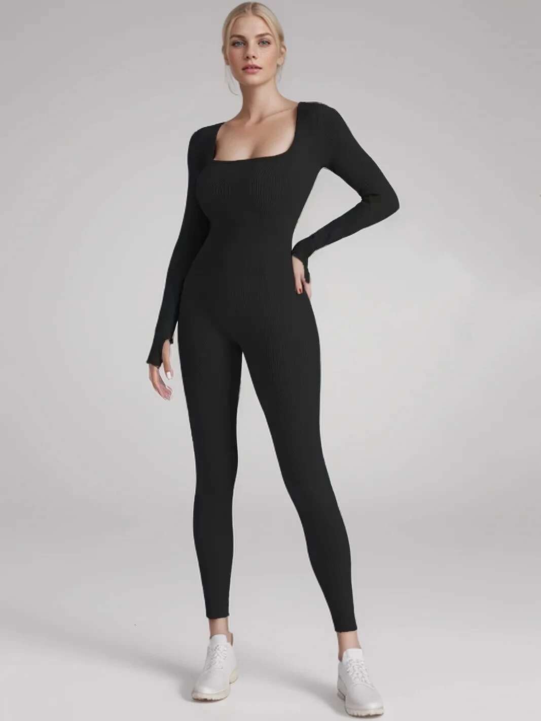 Threaded Fabric High Quality Women Jumpsuits Sleeve Shapewear Hip Lift Yoga Exercise One Piece Jumpsuit With Long Pants