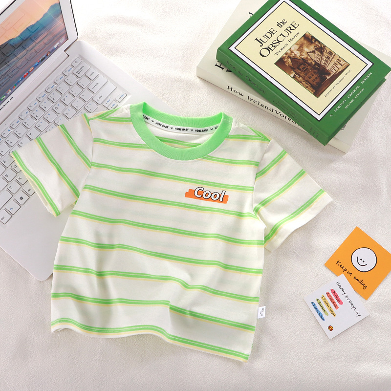 Ddmyshoesvip New Children S Wear Short Sleeved T Shirt Made Of Pure Cotton Class A Boys Summer Mid Size Striped Half Sleeves