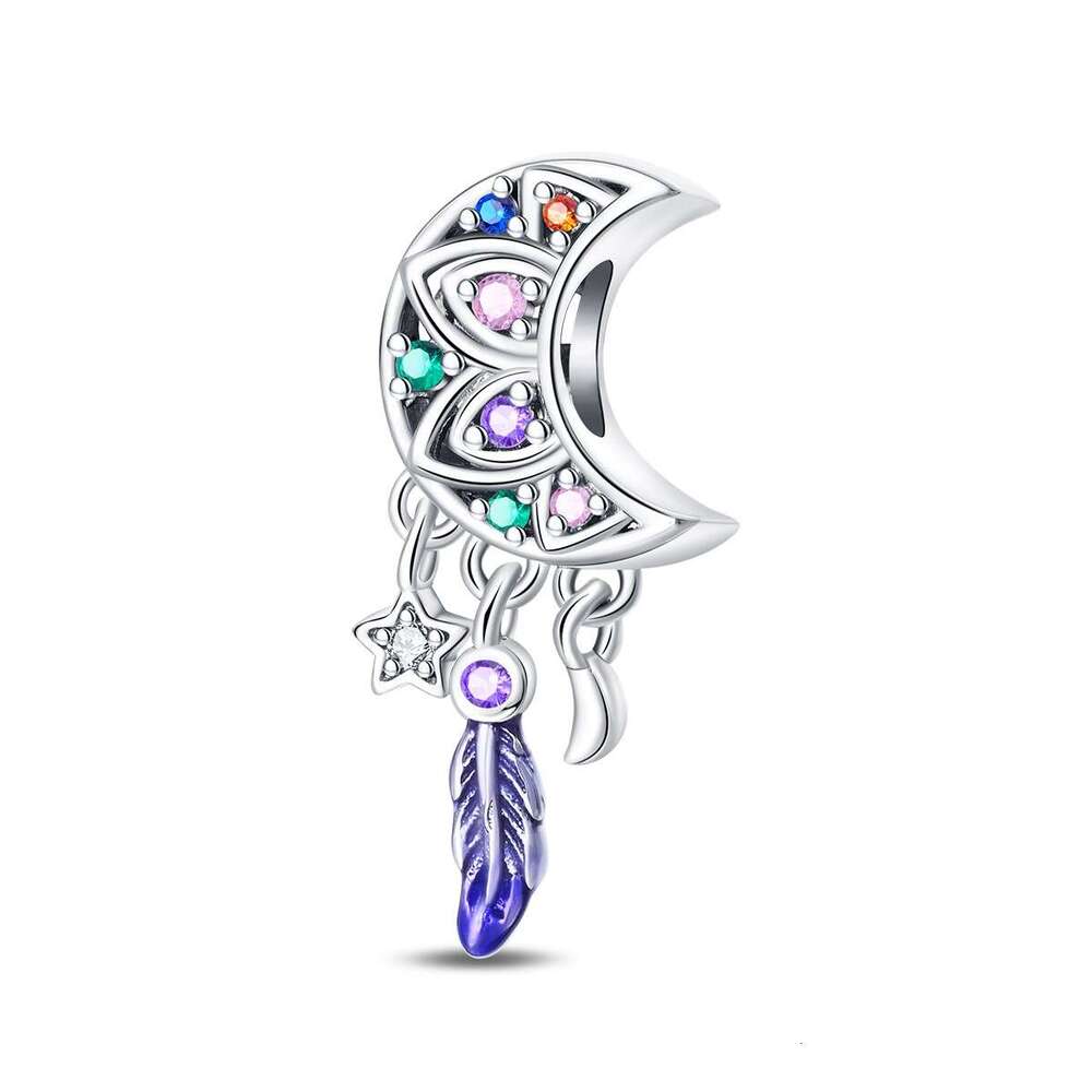 925 Sterling silver Dreamcatcher Moon Bead Pendant Charms Fit bracelet DIY Jewelry Accessories Bracelet New Style