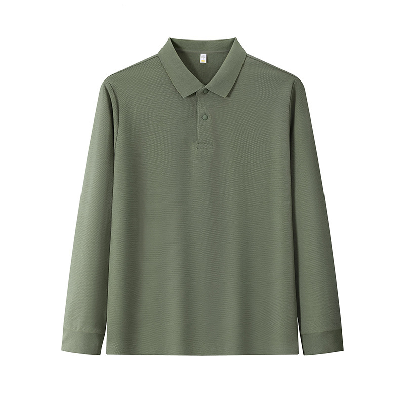 Cotton long sleeved polo shirt business casual Korean version solid color men's fashion trend lapel t-shirt tracksuit