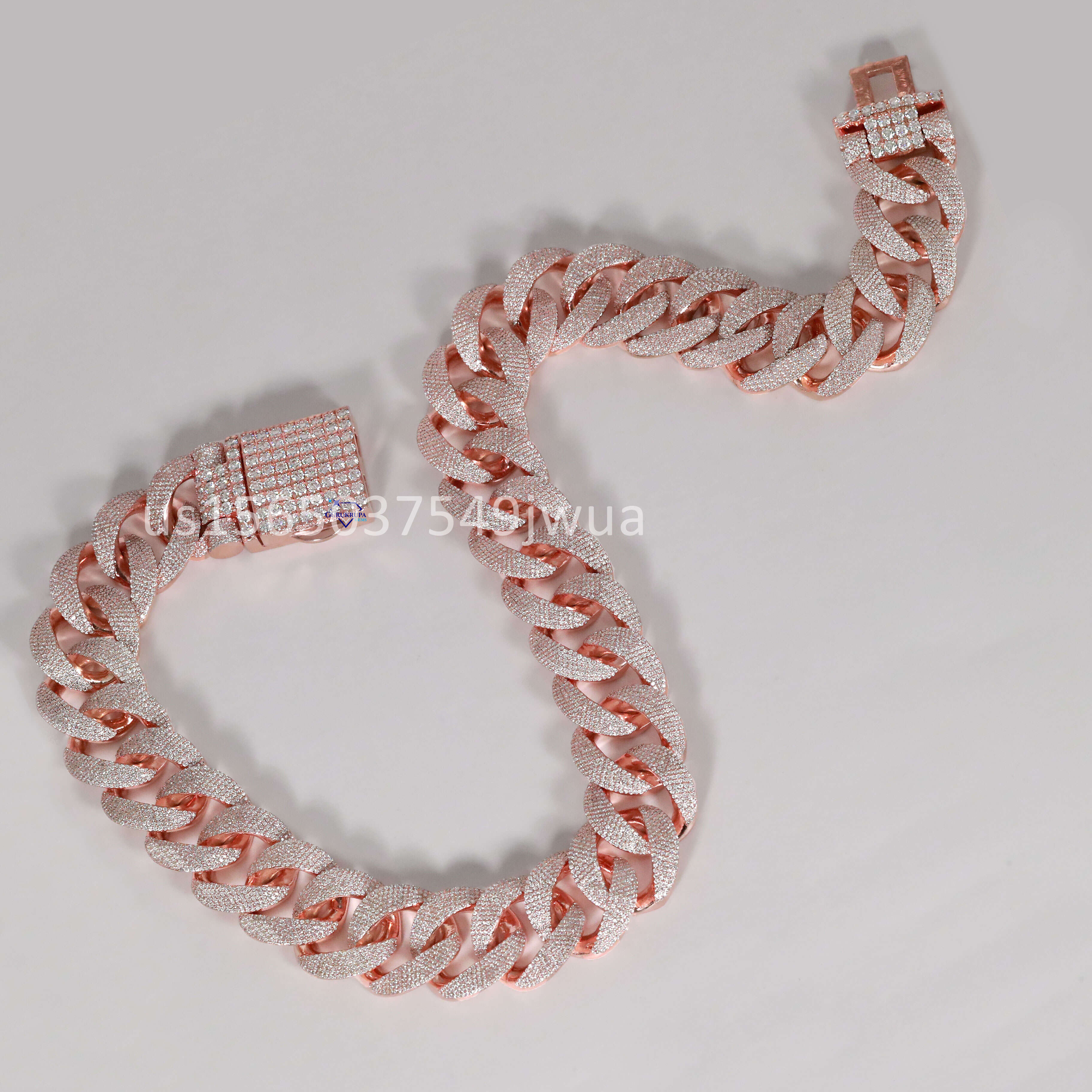 Hip Hop Cuban Chain Made in 14kt Rose Gold Featuring Moissanite Round Brilliant Cut Dias with GRA Certified and VVS Clarity