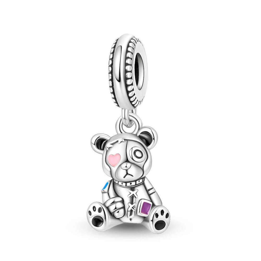925 Sterling Silver cute pet teddy bear pendant beads Charms fit bracelet necklace DIY jewelry accessories bracelet new style for women