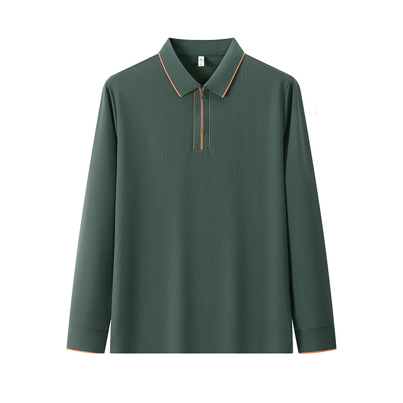 2025 long sleeved polo business casual solid color base shirt autumn and winter T-shirt light luxury men's clothing tracksuit