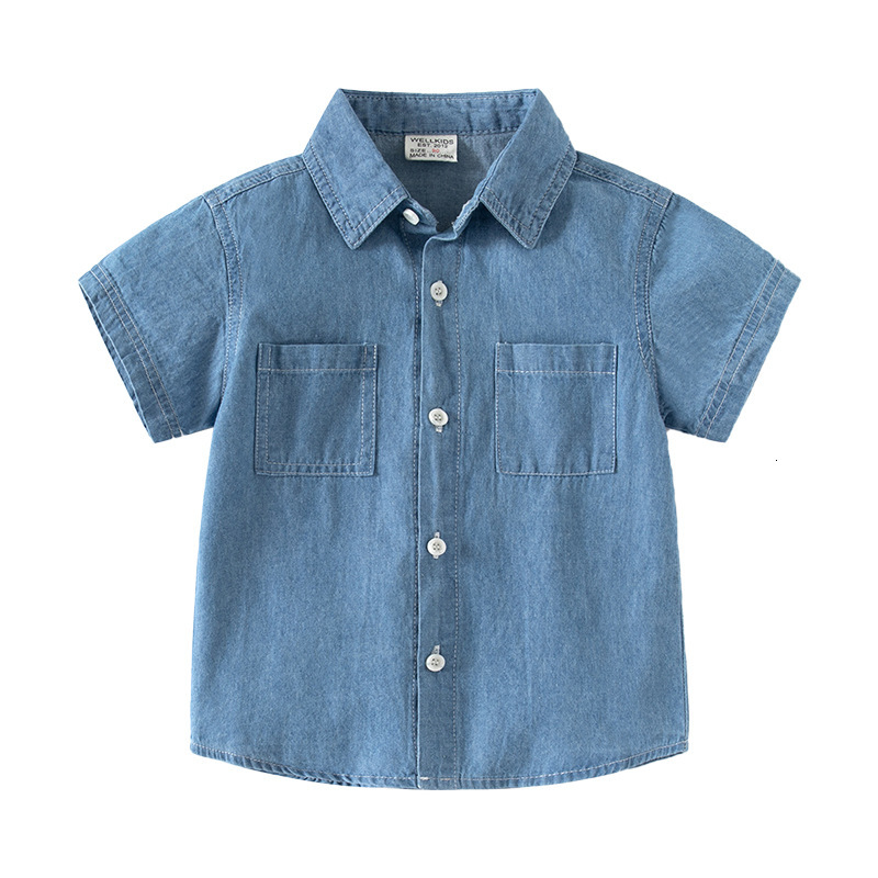 Ddmyshoesvip Summer New Boys Cowboy Short Sleeved Baby Casual Shirt Korean Version Top Children S Clothing