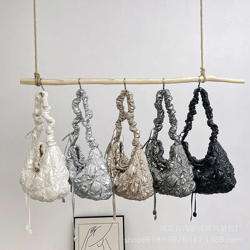 New Korean Drawstring Pleated Cloud With Fashionable Foam Down, Single Shoulder Crossbody, Hand-Held, Underarm Tote Bag B2