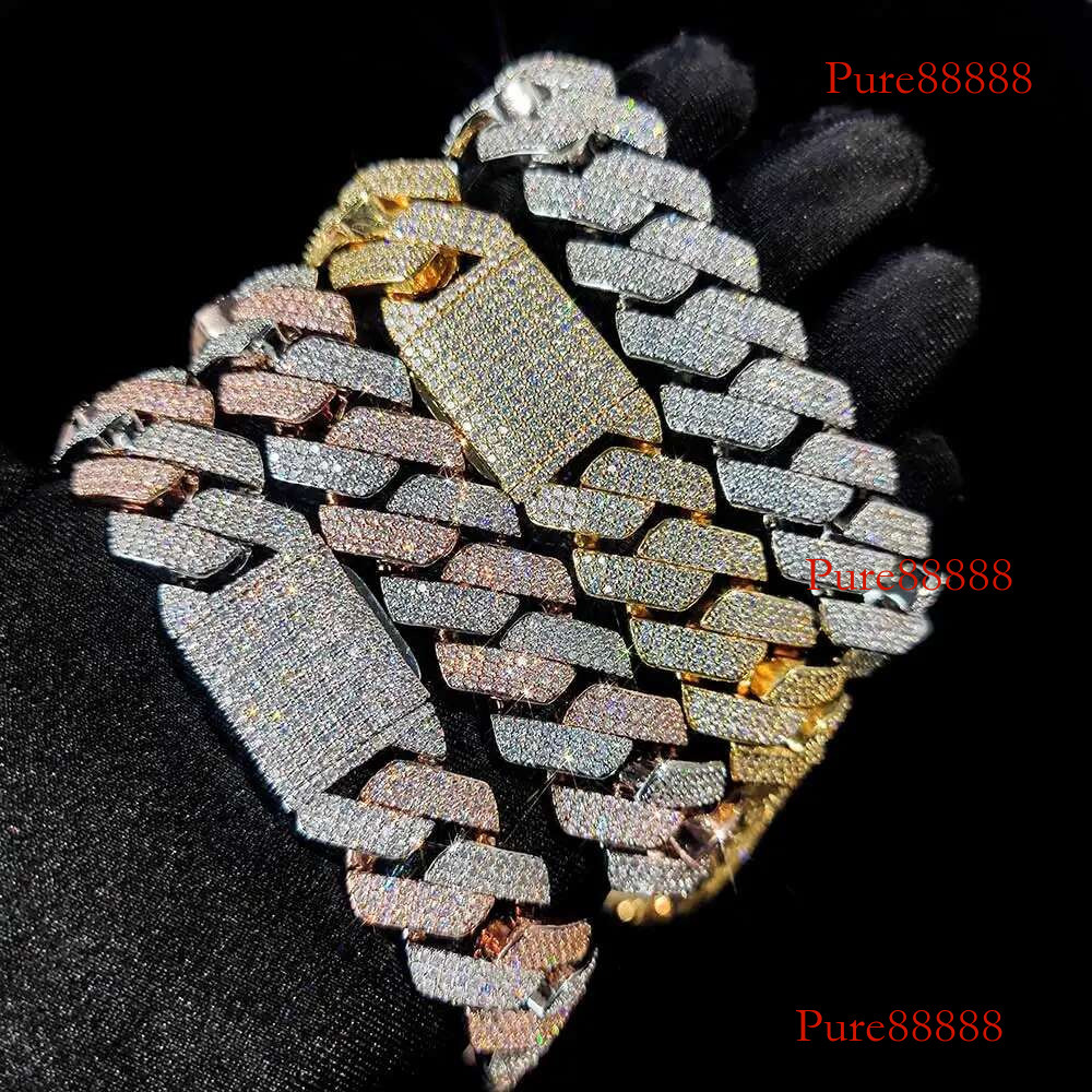Hip Hop Jewelry 20mm Width Women Mens Heavy Strong Necklace Gold Plated Bg Iced Out CZ Prong Cuban k Chain