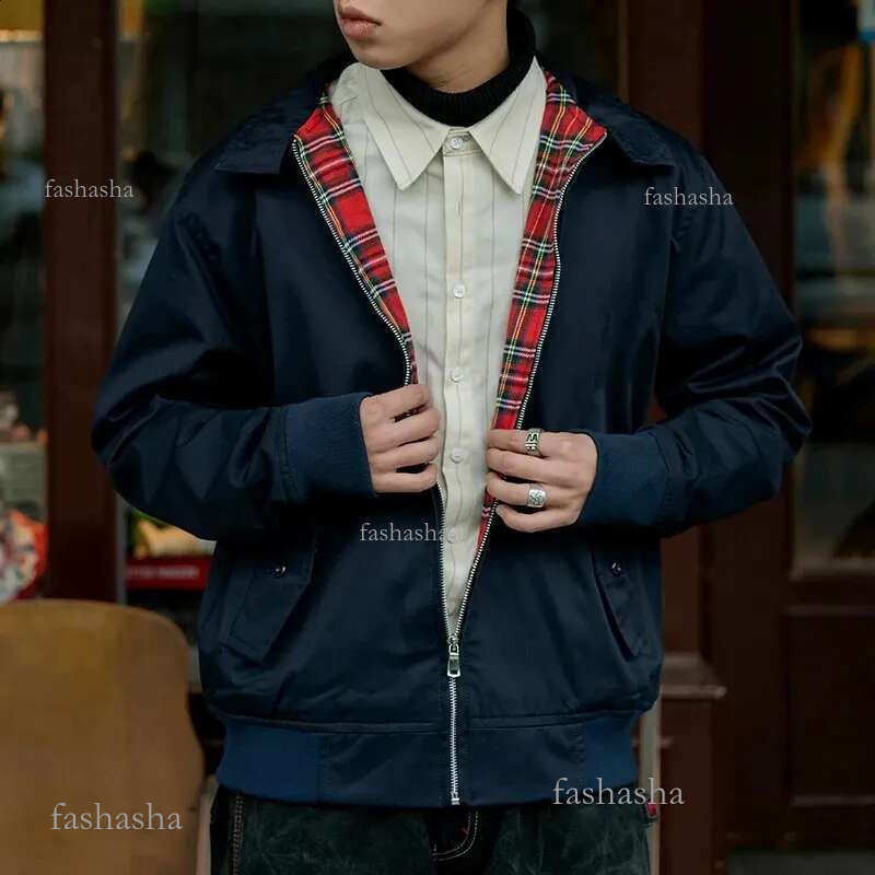 DAFEILI Men Jacket Autumn Thin EU Size Vintage Classic Bomber Coat Inner Plaid 24
