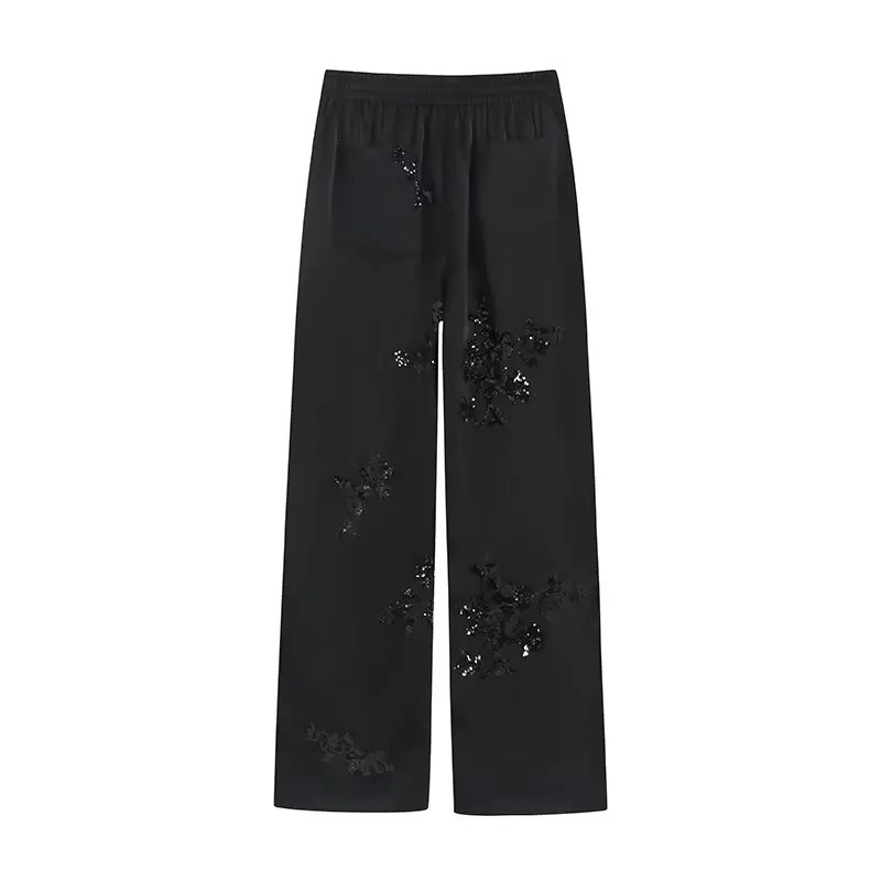 PB ZA Summer Womens Fashion Versatile European and American Heavy Industry ed Pants 250310