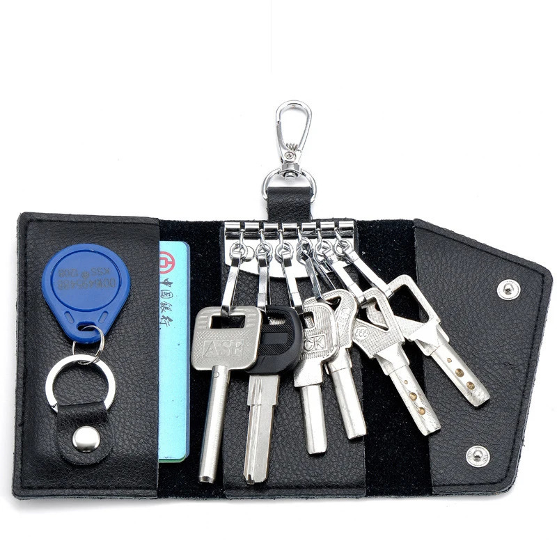 Genuine Leather Keychain Men Women Key Holder Organizer Pouch Cow Split Car Wallet Housekeeper Case Mini Card Bag 250311