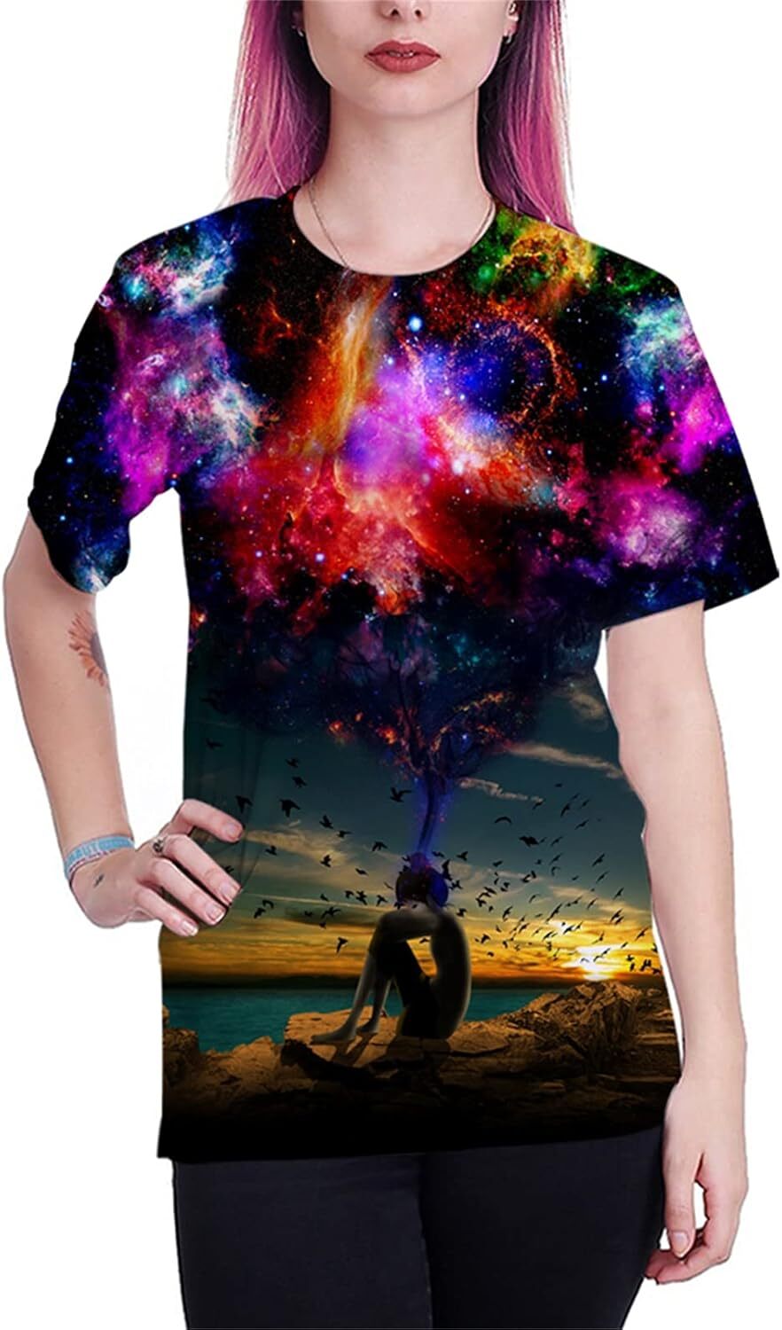 Mens T shirt Unisex 3D Graphic Print Shirts for Mens Women Casual Short Sleeve Tee Shirts Top tee Casual tops summer clothes starlit sky