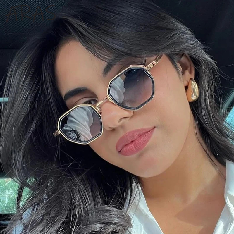 Small frame octagonal square punk sunglasses for women retro metal polygonal sunglasses irregular glasses UV400 250311