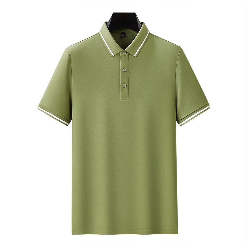 cotton short sleeved polo business casual high-end shirt collar T-shirt ice silk summer men's antibacterial tracksuit