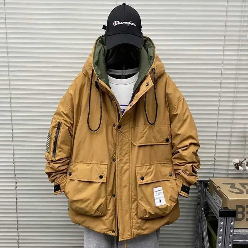 Juspinice Korean Fashion Loose Jacket Cotton Jacket Trend 2024 Winter Warm Hooded Loose Casual Warm Parkas Male ClothingT250311