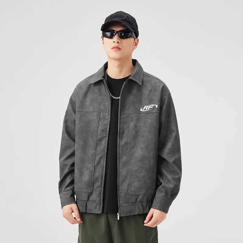 Loose-Fit Embroidered Motorcycle Maillard Jacket For Men And Womens Same Style Top PU Leather Autumn New Arrival Fashion CoatT250311