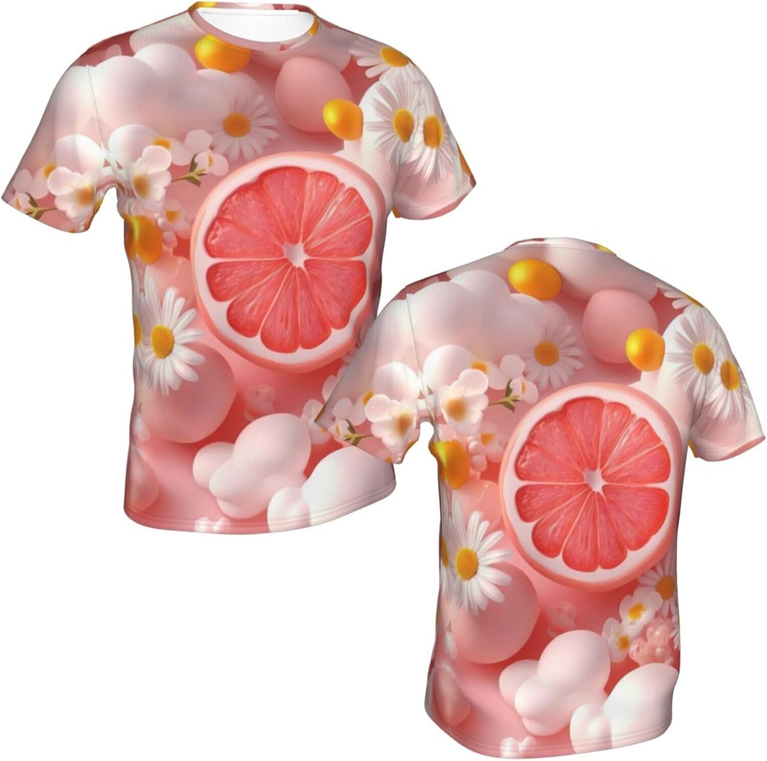 Mens T shirt Men's Casual Daisy Lemon Graphic T-Shirts Novelty Pink Fruit 3D Print Short Sleeve Fashion Tee Top tee Casual tops summer clothes