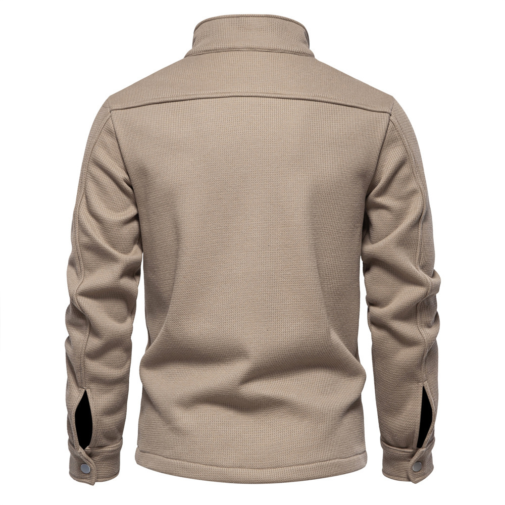 fashion Autumn/spring New Collection With Velvet And Thickened Waffle Men, Flip Collar Cardigan Pocket Jacket, Top For Men