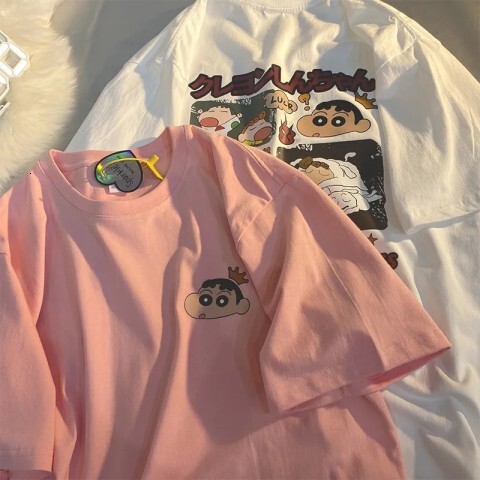 2025 Summer Couple Anime Cartoon Loose Half Short Sleeve T-shirt Designer Girls' Top Fashion Trend Trendy Short Sleeve1