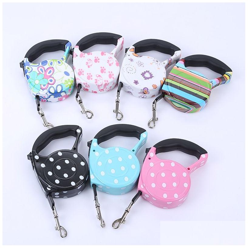 Dog Collars 5M Leashes Lead Pets Cats Puppy Leash Automatic Retractable Walking For Small And Medium Pet Portable Chest Harness Supp Otouv