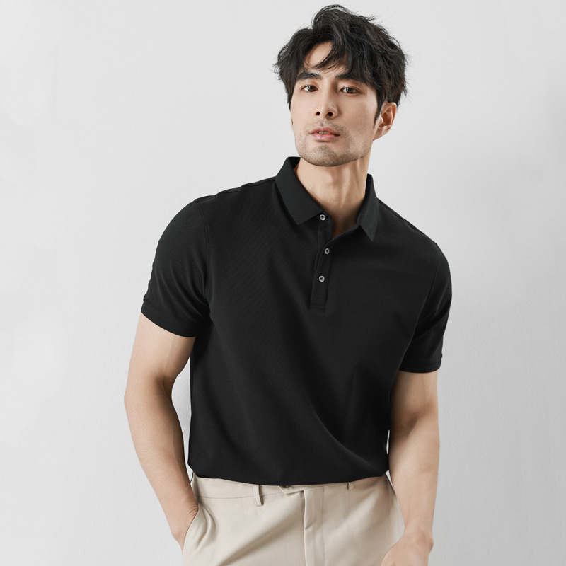 tracksuit Cool Short sleeved POLO Shirt for Business Light Luxury Summer Ice Silk Solid Color Men's T-shirt 5A Antibacterial