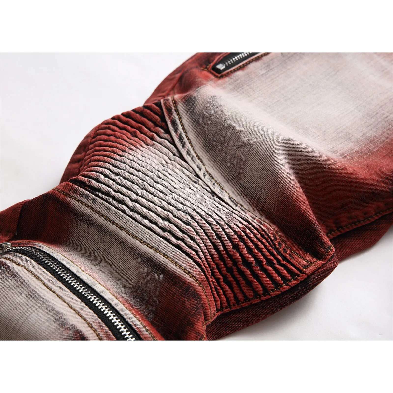 New Motorcycle Style Hollowed Out Perforated Street Tie Dye Gradient Color Personalized Fashion Designer Men s Jeans Business Stretch Outdoor Casual P