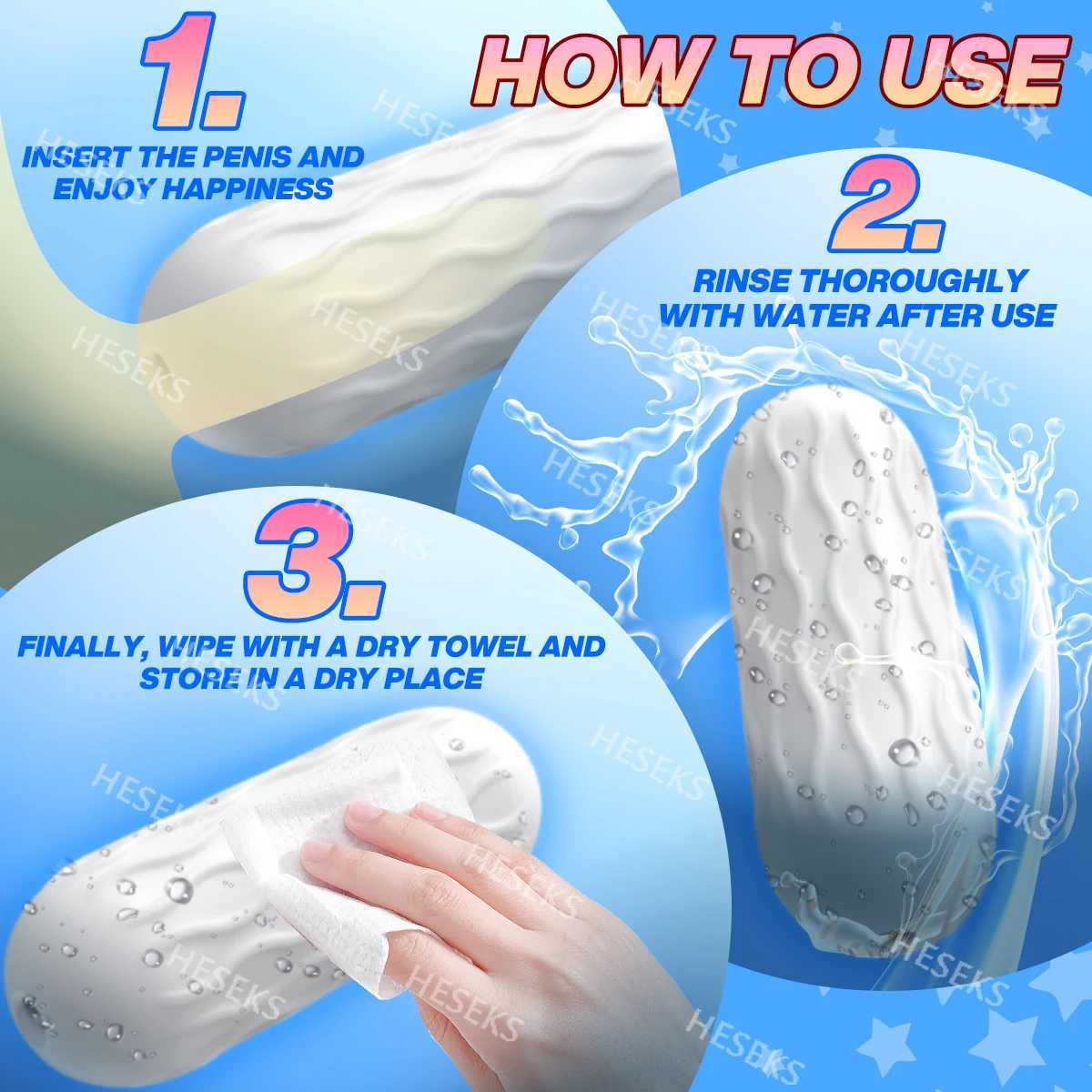 Heseks Pocket Pussy Artificial Vaginal Sleeve Male Masturbation Cup Open Handicraft Penis Massager Adult Sex Toy 18+ W250311
