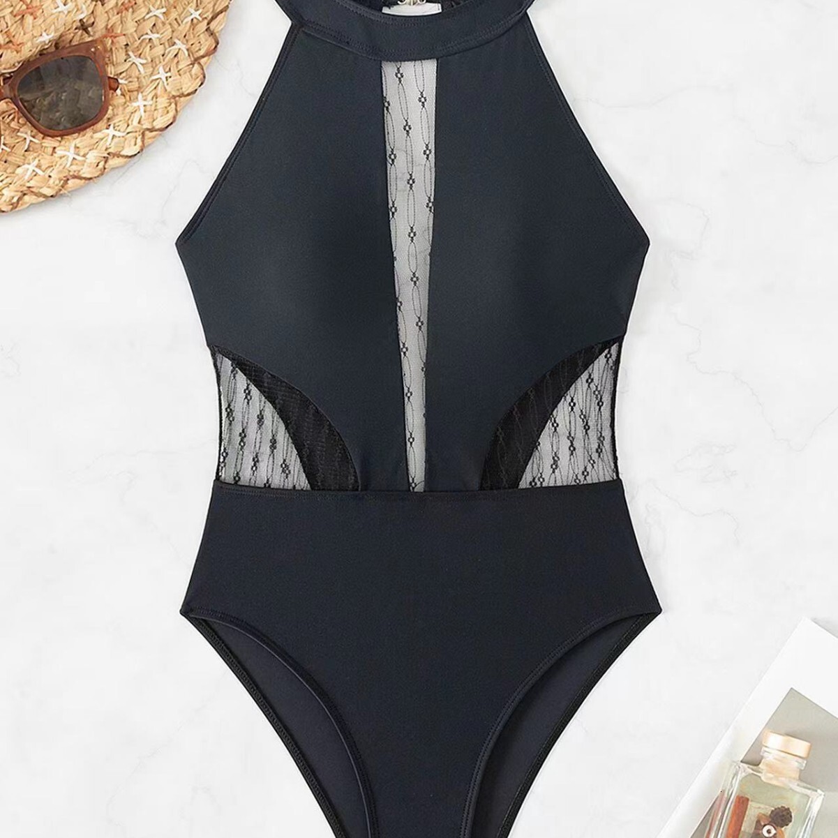 2025 One-piece Women's Swimsuit Hollow Deep V Lace Sexy Bikini Swimsuit Designer Trendy And Fashionable Beach Wear Covered With Mesh Hollow Women